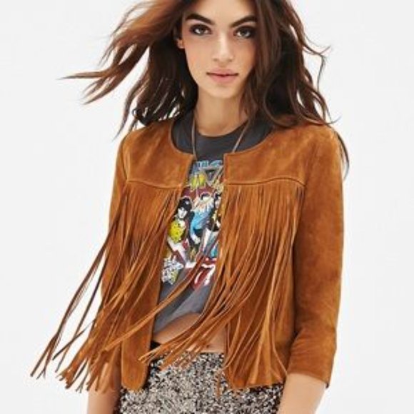 Forever 21 Jackets & Blazers - Suede Jacket with Fringe